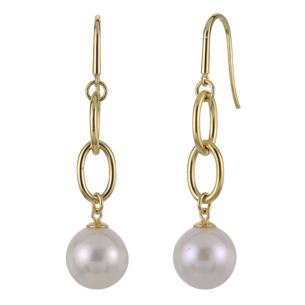 Glimmering Pearl Hook Earrings in Gold Plated Sterling Silver