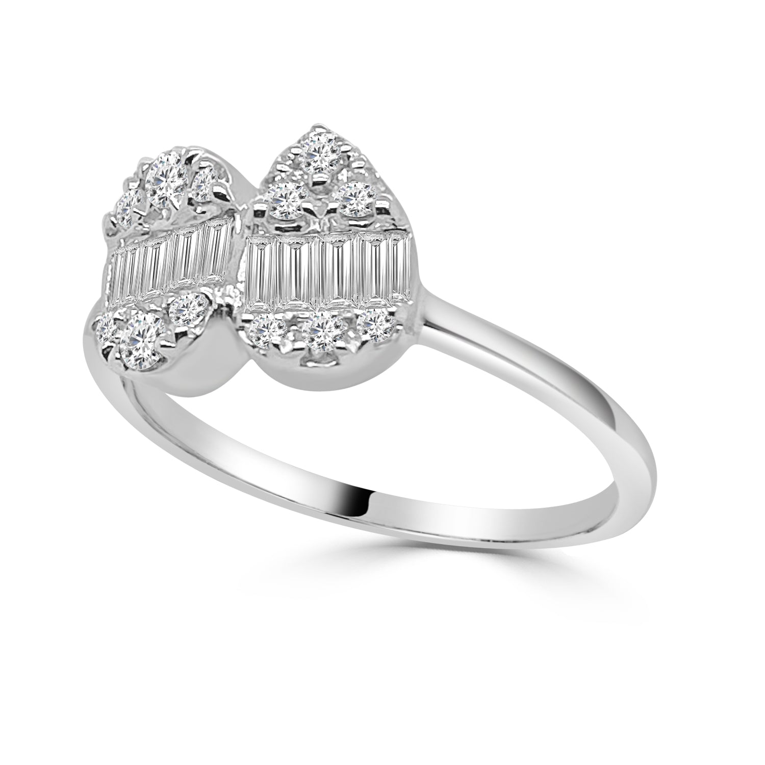 18K White Gold Pear and Oval Mosaic Diamond Ring – 0.53 Carats