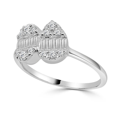18K White Gold Pear and Oval Mosaic Diamond Ring – 0.53 Carats
