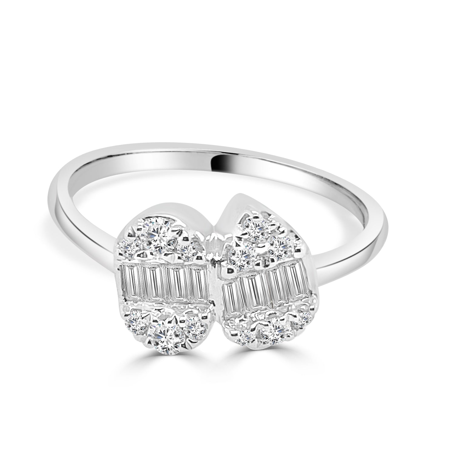 18K White Gold Pear and Oval Mosaic Diamond Ring – 0.53 Carats