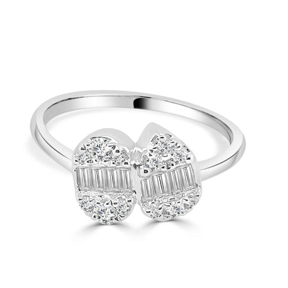 18K White Gold Pear and Oval Mosaic Diamond Ring – 0.53 Carats