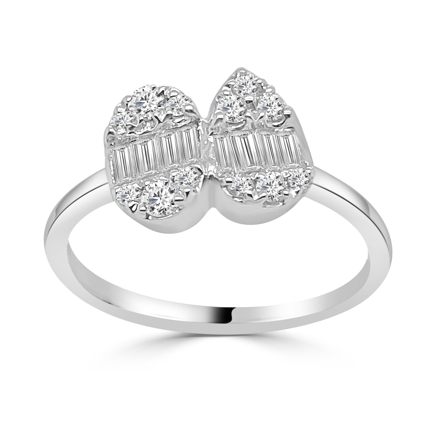 18K White Gold Pear and Oval Mosaic Diamond Ring – 0.53 Carats