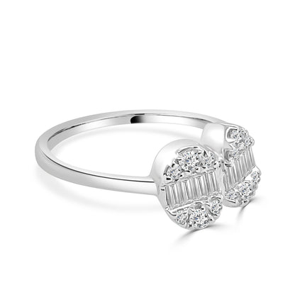 18K White Gold Pear and Oval Mosaic Diamond Ring – 0.53 Carats