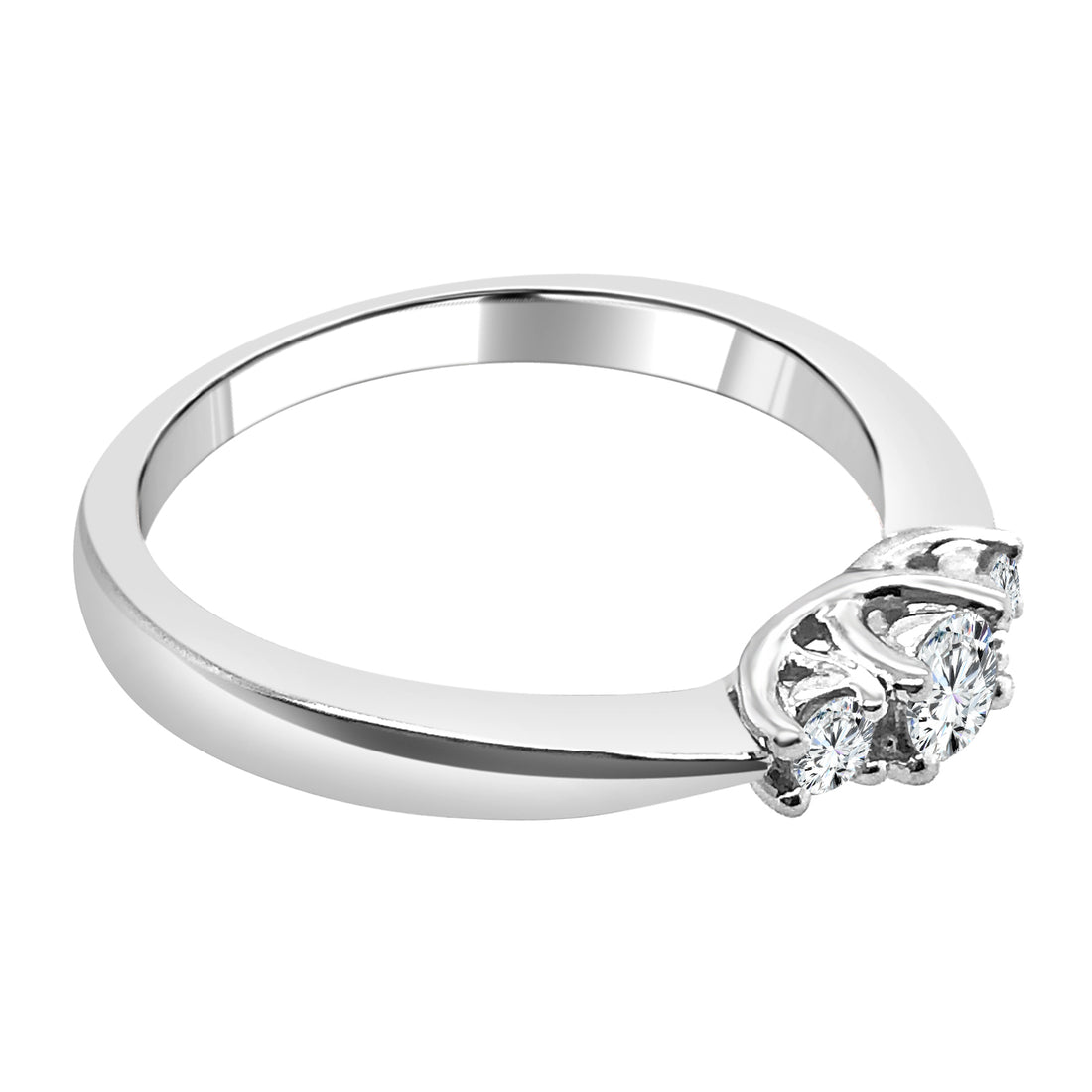 14K White Gold Pinched Shank Round Diamond Engagement Ring - 0.27 Carat