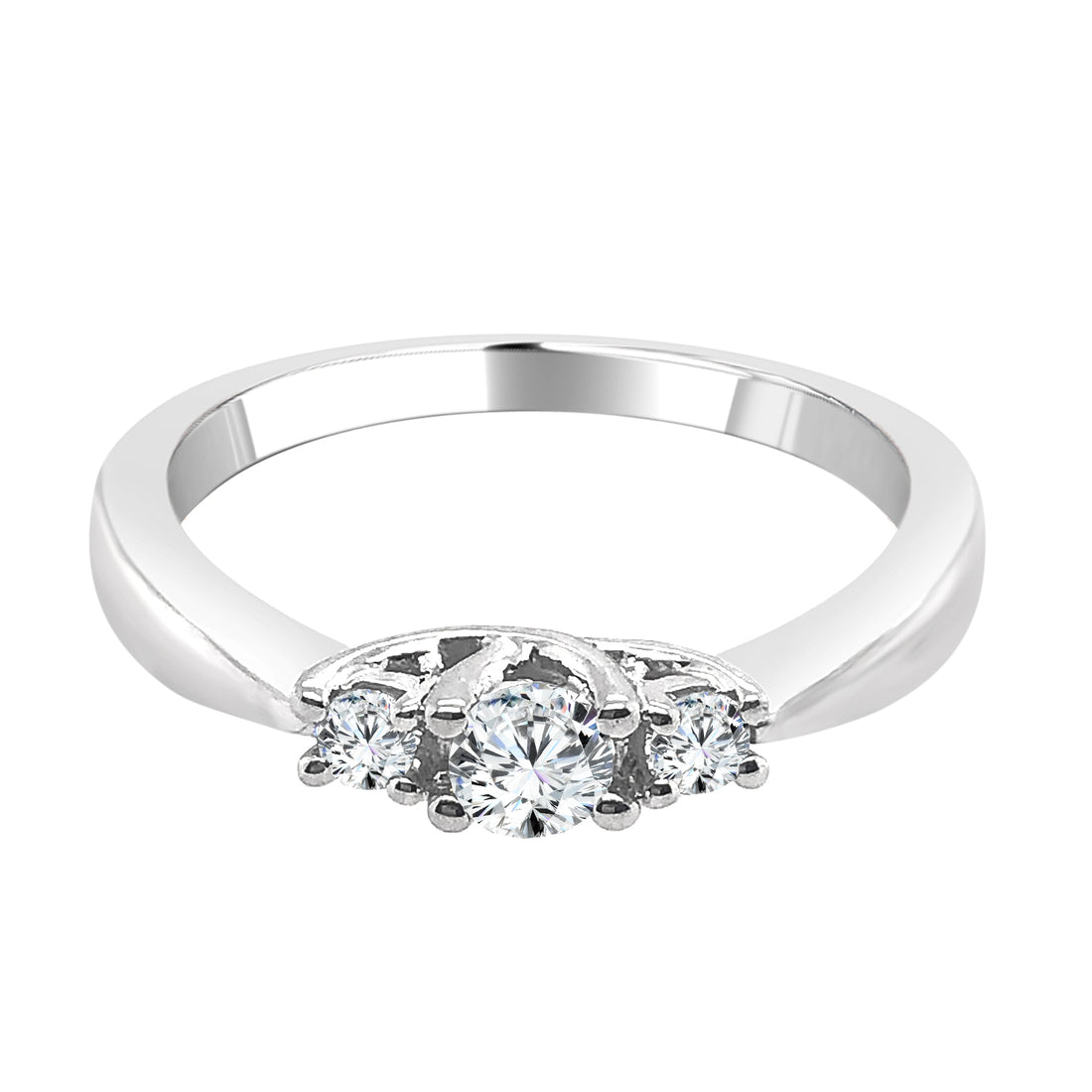 14K White Gold Pinched Shank Round Diamond Engagement Ring - 0.27 Carat