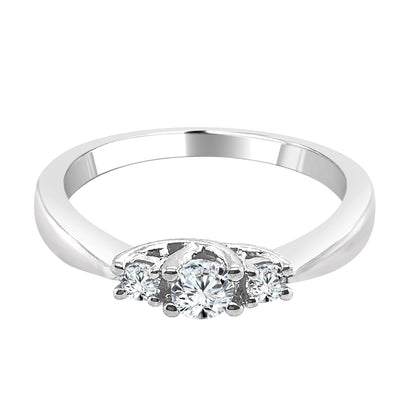 14K White Gold Pinched Shank Round Diamond Engagement Ring - 0.27 Carat