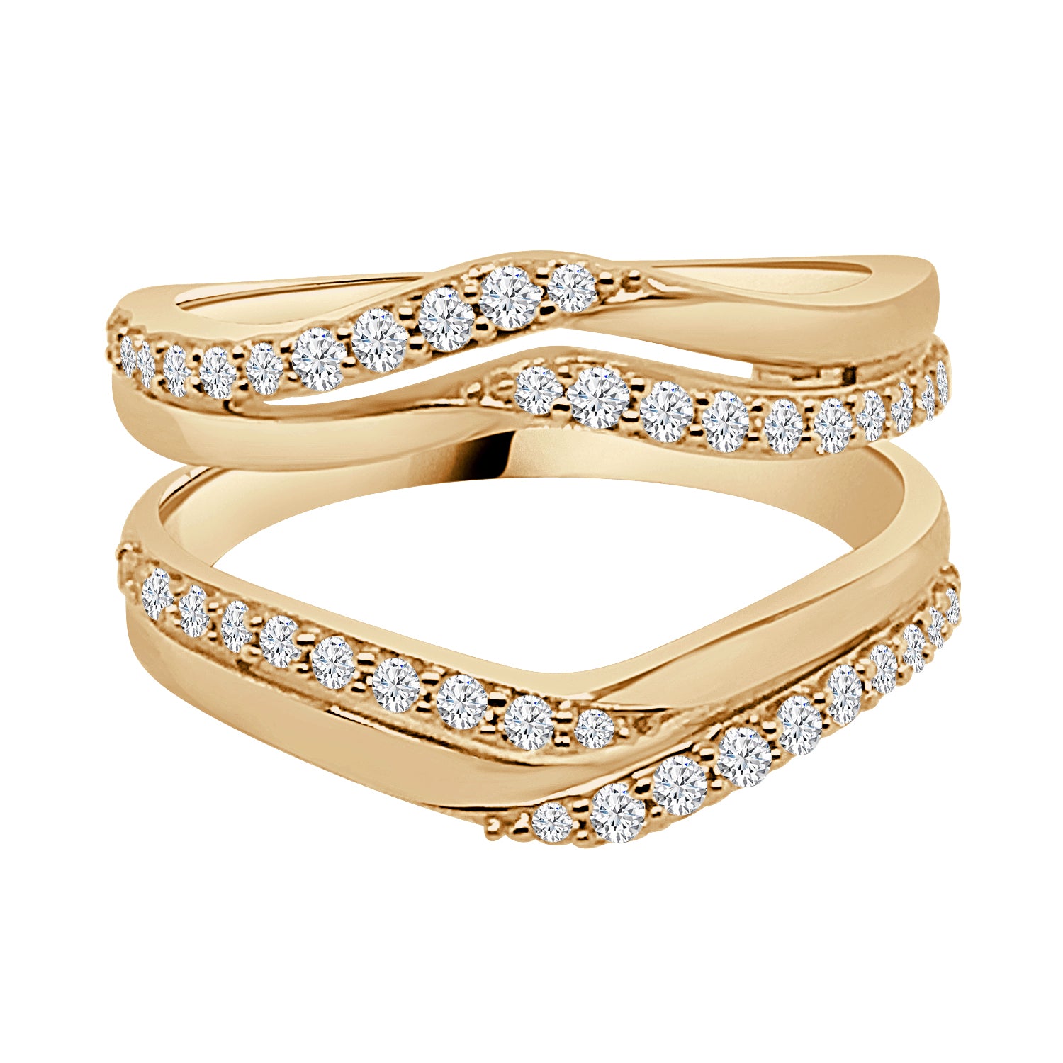 14K Yellow Gold Double Row Twist Diamond Wedding Band with 0.50 ct Natural Diamond