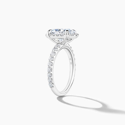Platinum Oval Clover Halo Diamond Engagement Mounting