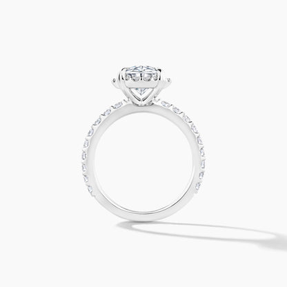 Platinum Oval Clover Halo Diamond Engagement Mounting