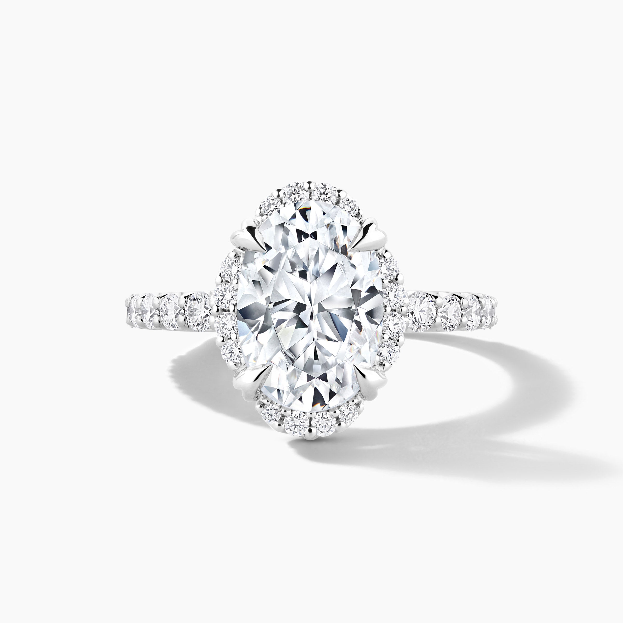 Platinum Oval Clover Halo Diamond Engagement Mounting