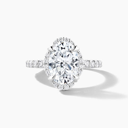 Platinum Oval Clover Halo Diamond Engagement Mounting