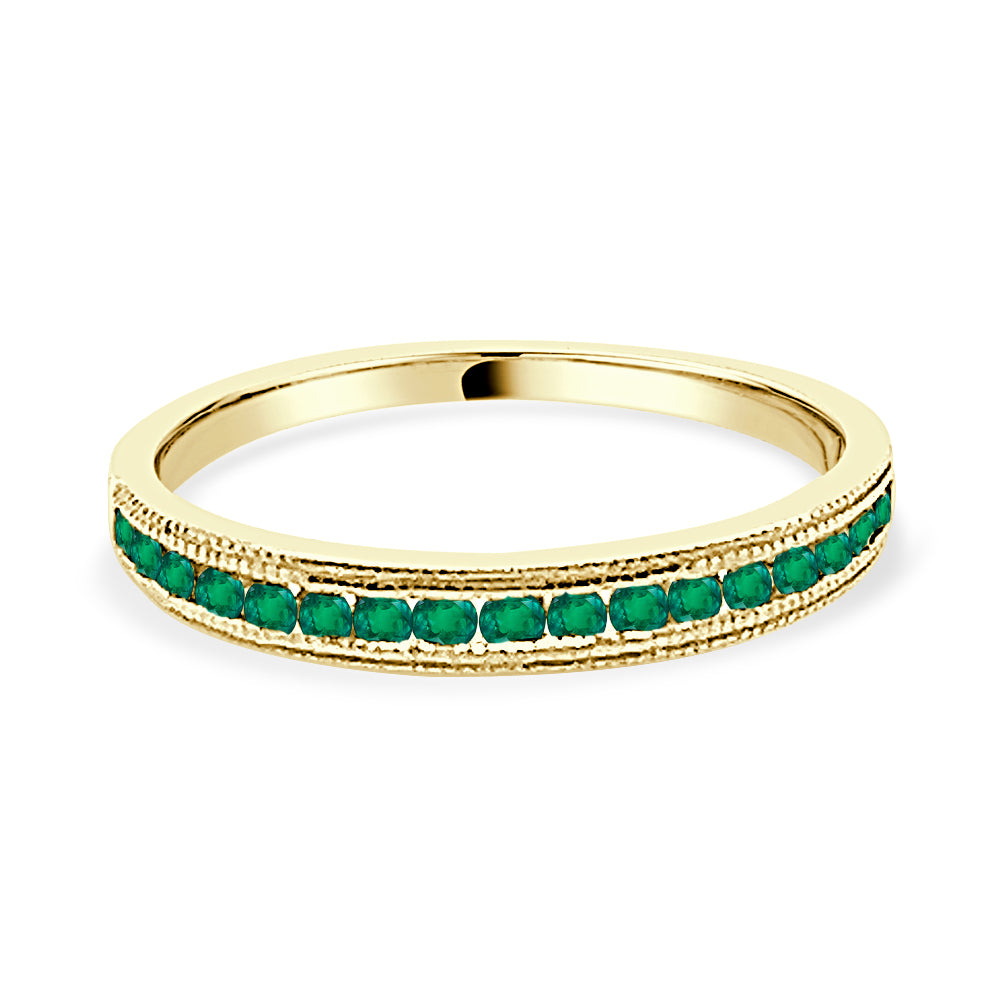10K Yellow Gold Round Emerald Channel Set Band (0.33 ct)