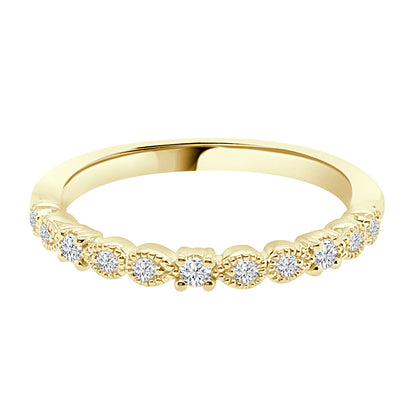 14K Yellow Gold Wedding Band with Alternating Pear and Round Natural Diamonds (0.18 ct)