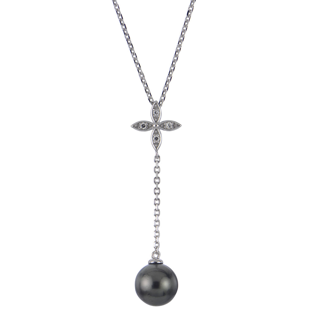 Floral Pearlescent Sterling Silver Necklace