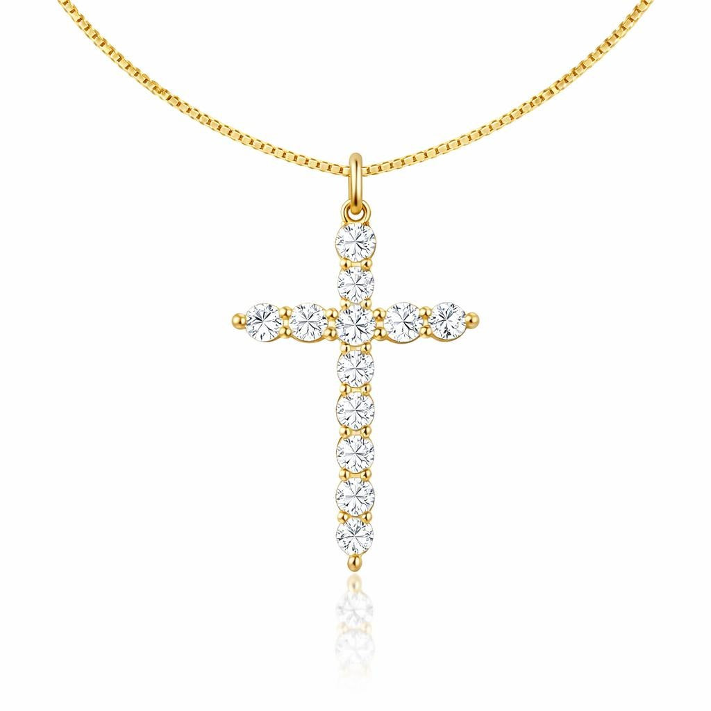 14 Karat Yellow Gold Cross Necklace