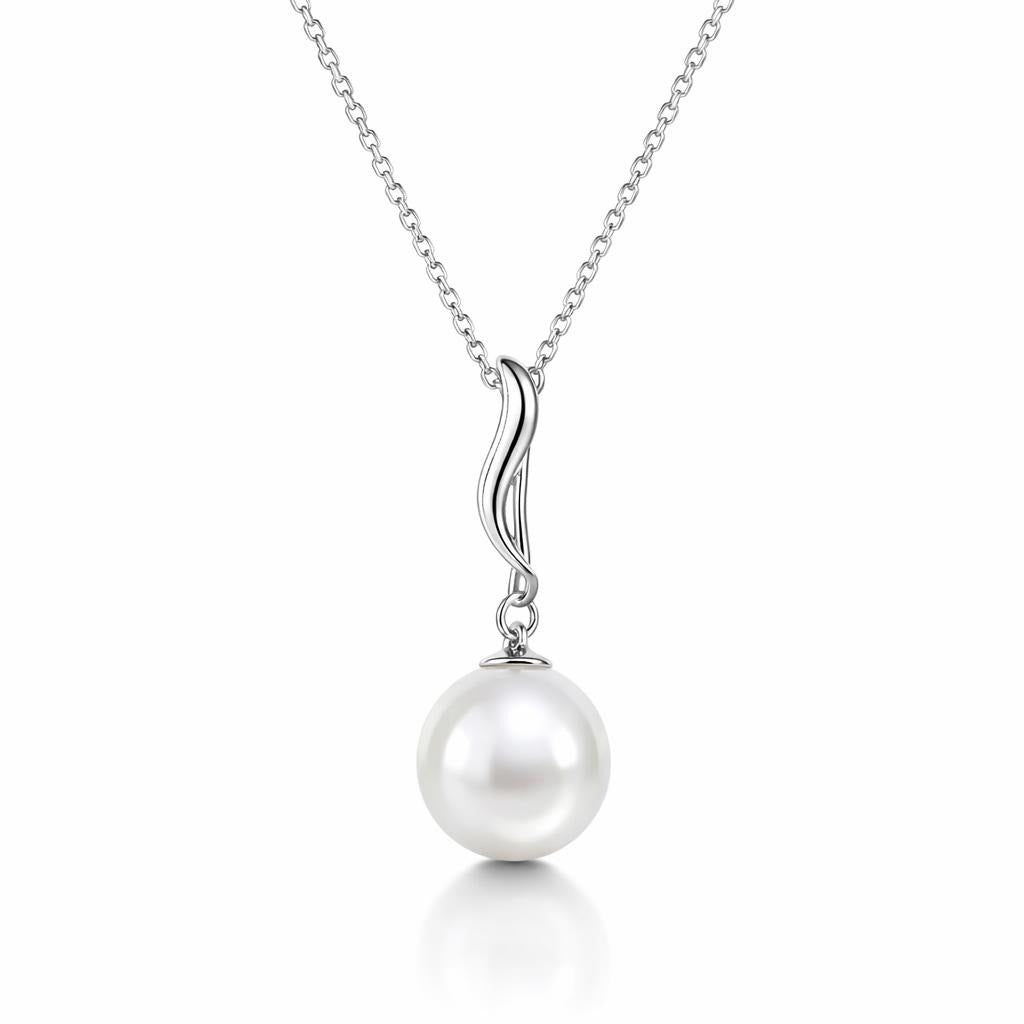 Fancy S-Curve Necklace in 14 Karat White Gold