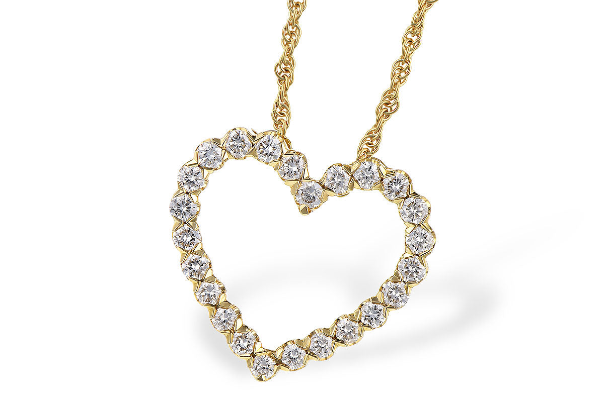 14K Yellow Gold Round Natural Diamond Pendant Necklace (0.50 ct)