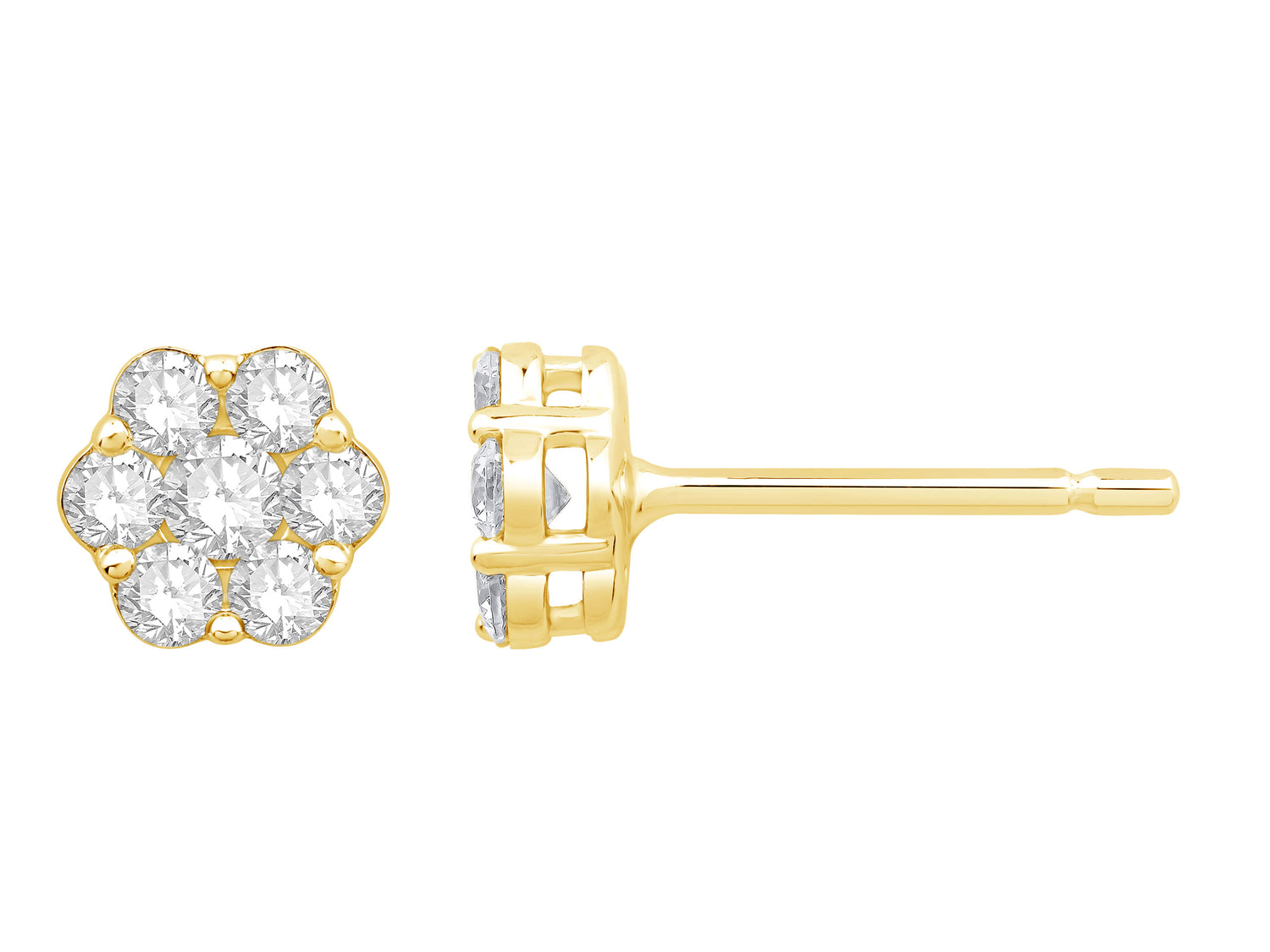 Large Floral Earrings in 14 Karat Yellow Gold