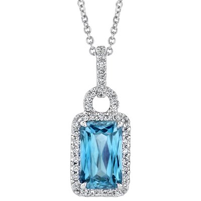 Sparkling Halo Necklace in 18 Karat White Gold with Zircon 6.51 ct