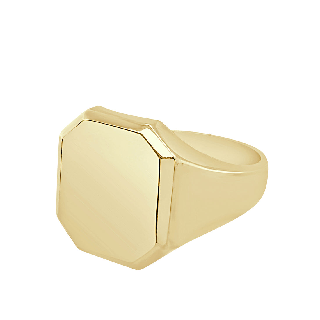 Octagonal Signet Ring in Solid 14 Karat Yellow Gold