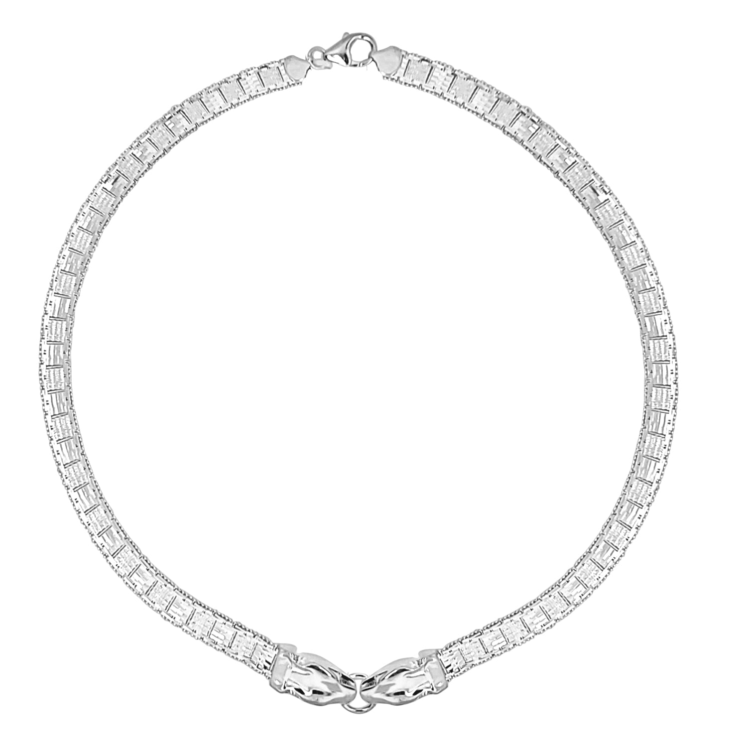 Vintage Italian Sterling Silver Snake Head Necklace from Estate Collection