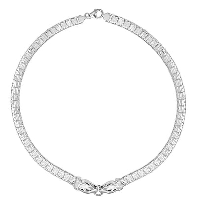 Vintage Italian Sterling Silver Snake Head Necklace from Estate Collection