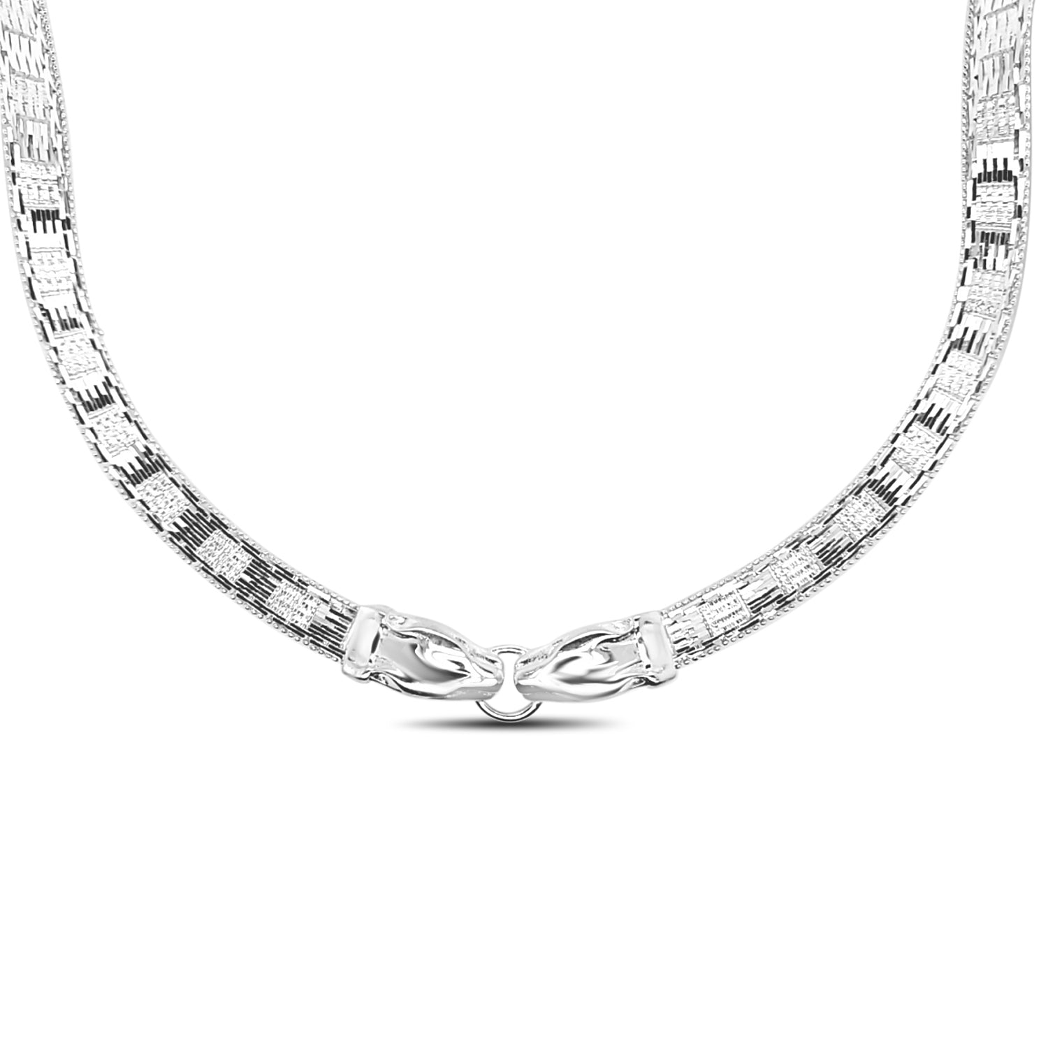 Vintage Italian Sterling Silver Snake Head Necklace from Estate Collection