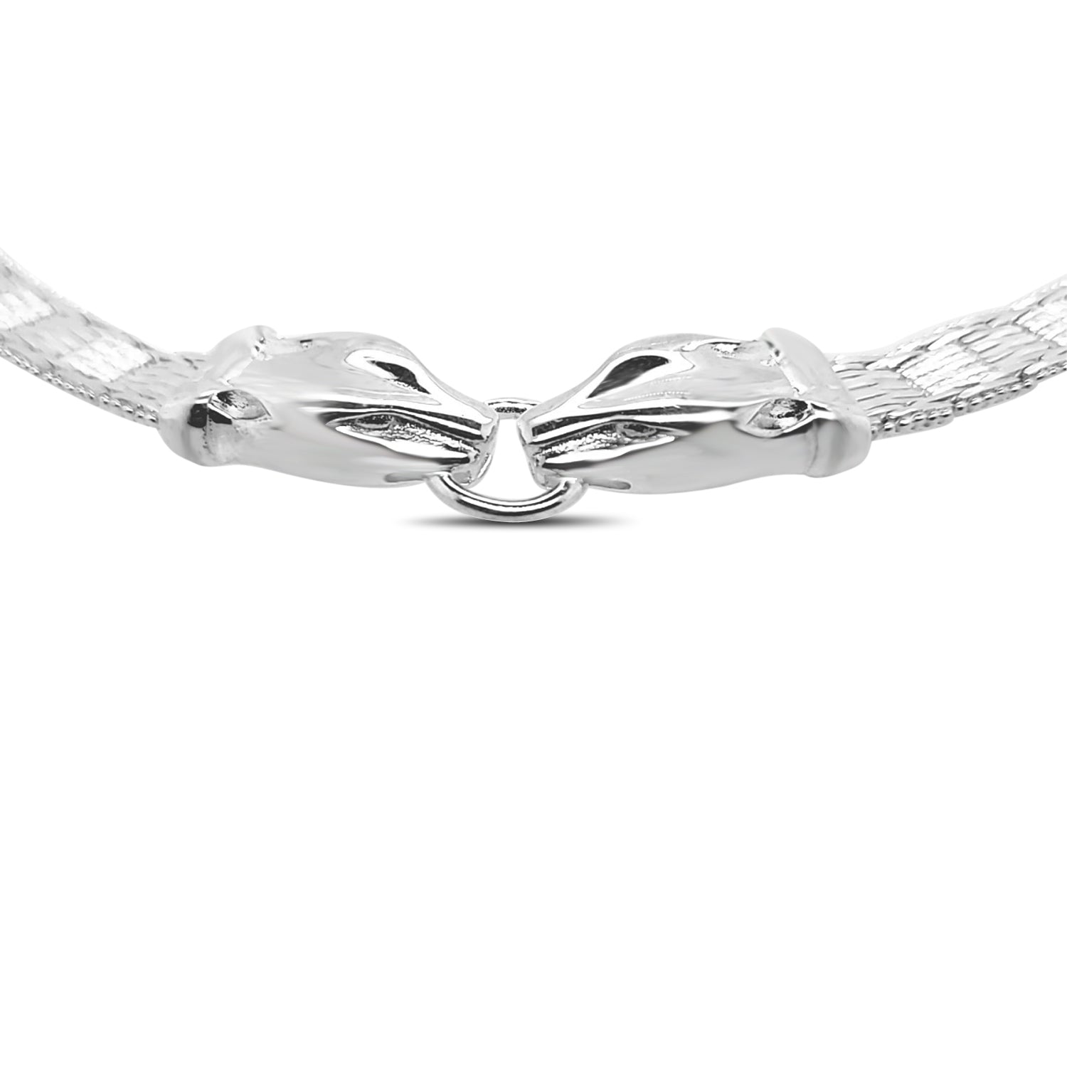 Vintage Italian Sterling Silver Snake Head Necklace from Estate Collection