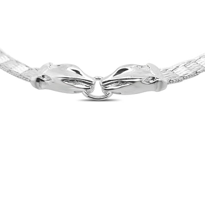 Vintage Italian Sterling Silver Snake Head Necklace from Estate Collection