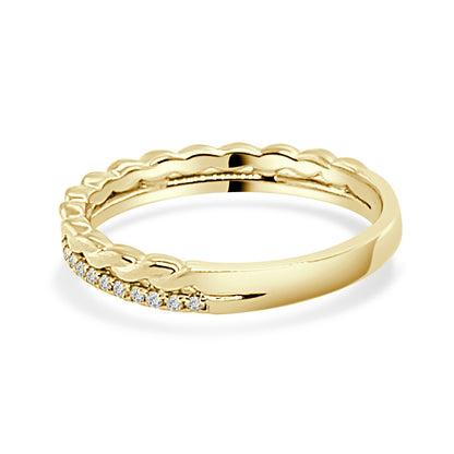 10K Yellow Gold High Polished Braid Diamond Wedding Band with round 0.20 ct Natural Diamond