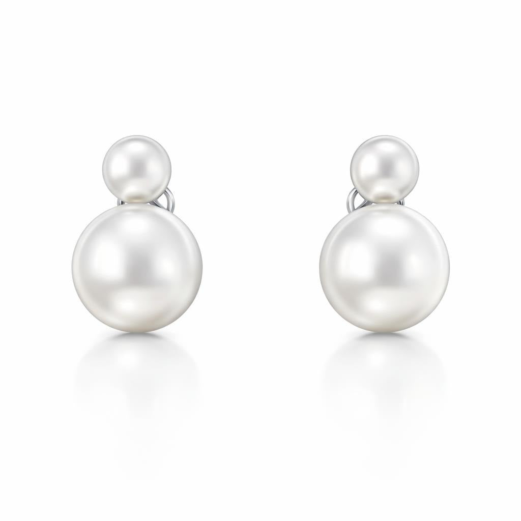 14 Karat White Gold Pearl Earrings