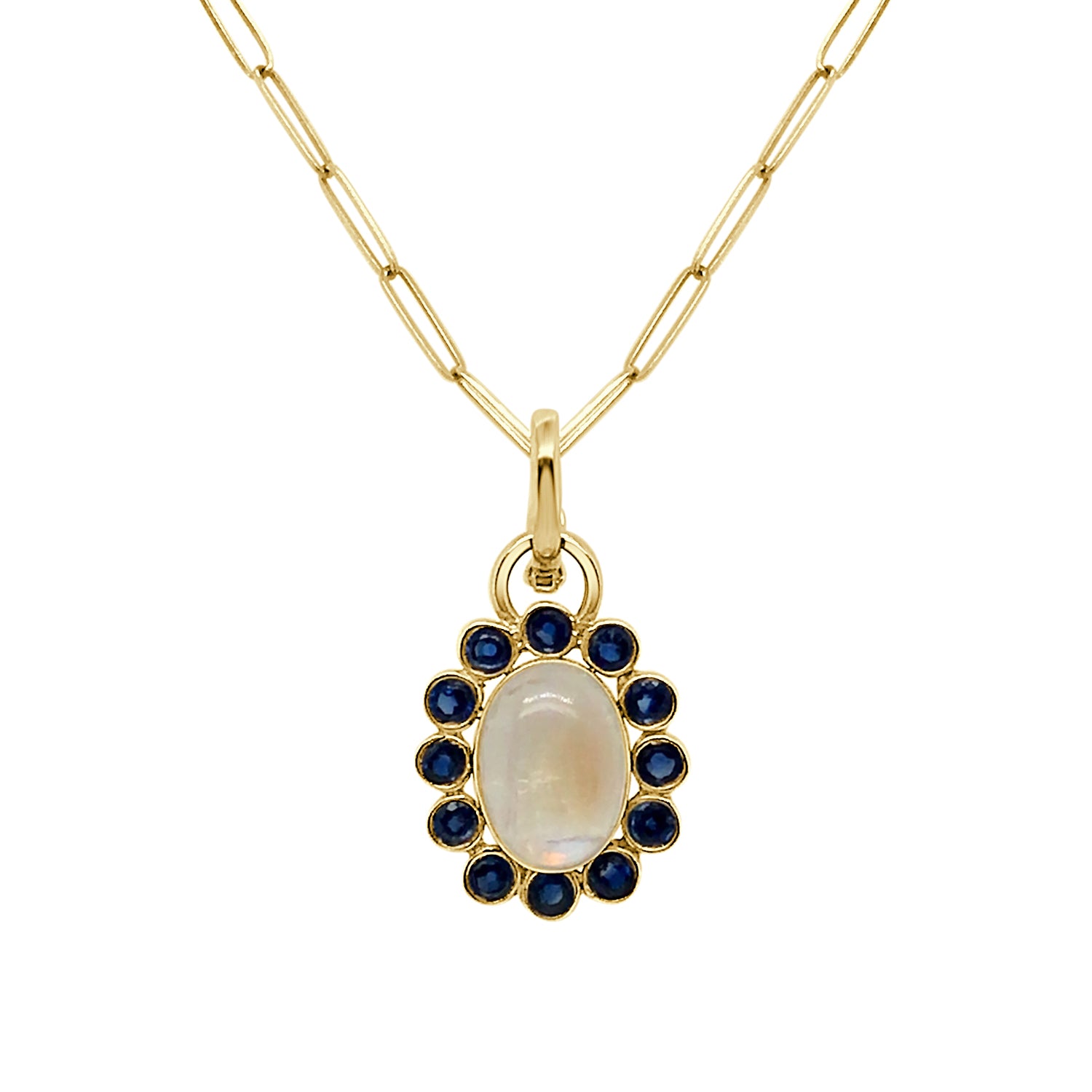 Geometric Disc 14K Yellow Gold Necklace with Natural Diamond Accent (0.23 ct)