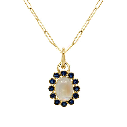 Geometric Disc 14K Yellow Gold Necklace with Natural Diamond Accent (0.23 ct)