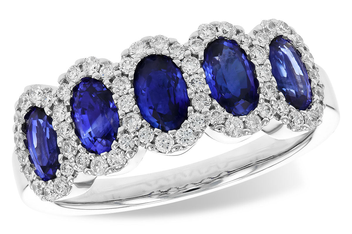 14K White Gold Blue Sapphire Ring with 1.54 Carats