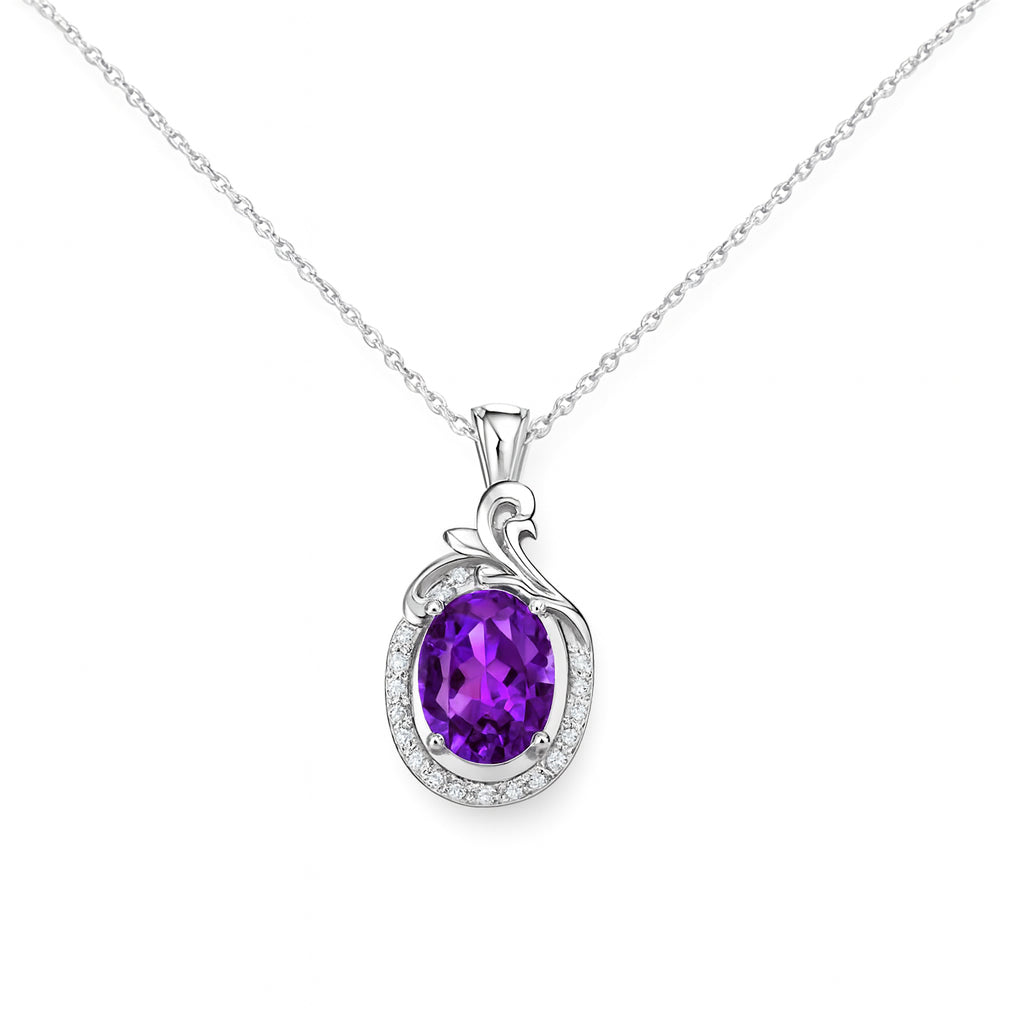 14 Karat White Gold Necklace with Purple Gemstone