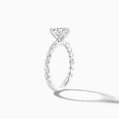 Platinum Oval and RBC Alternating Diamond Band Engagement Mounting