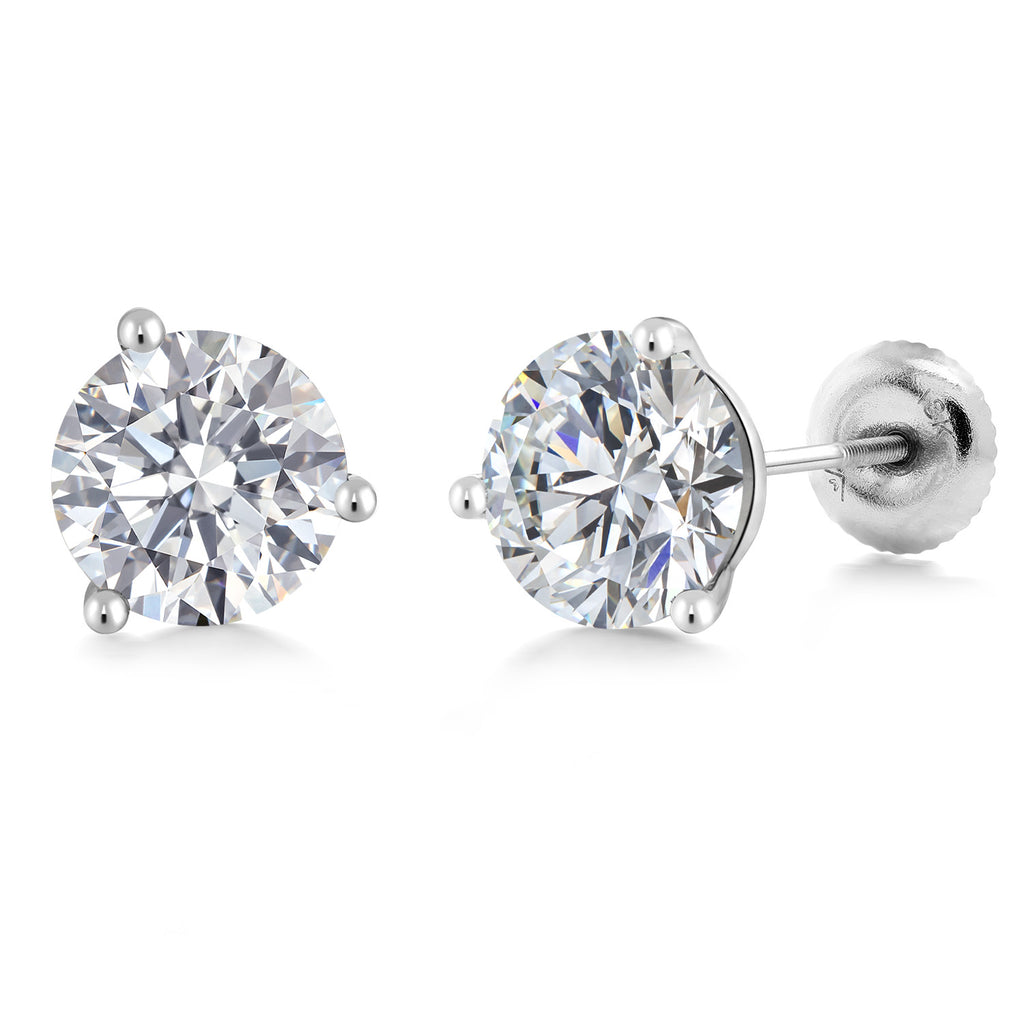 Martini Solitaire Studs in 14 Karat White Gold with Lab Diamonds - Round Shape (2ct)