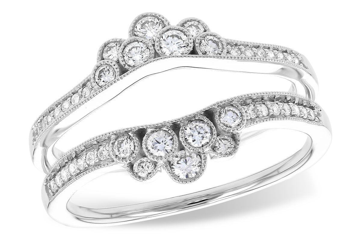 Milgrain Bubble Wedding Band in 14 Karat White Gold with Natural Diamond 0.40 CT