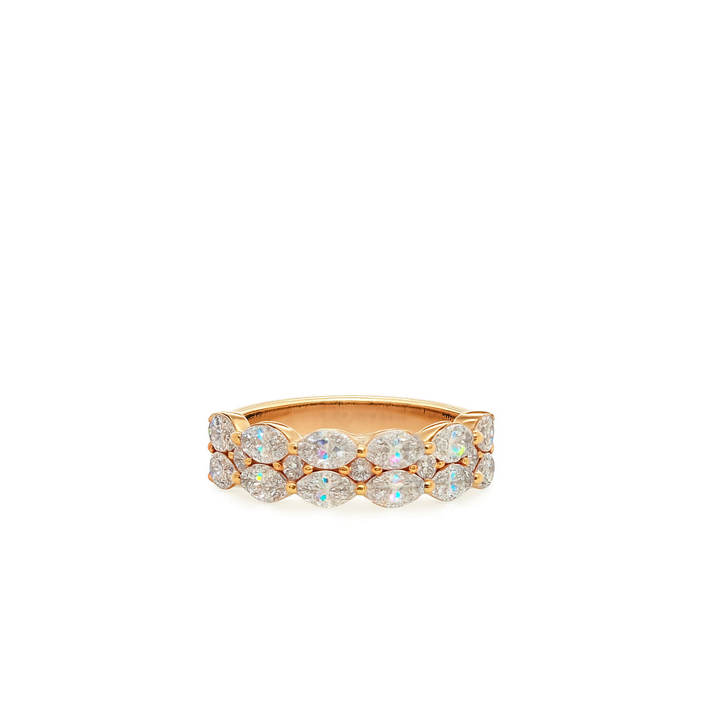 Double Row Marquise Shape Lab Diamond Ring in 14 Karat Yellow Gold - Christmas Edition (1.61 CT)