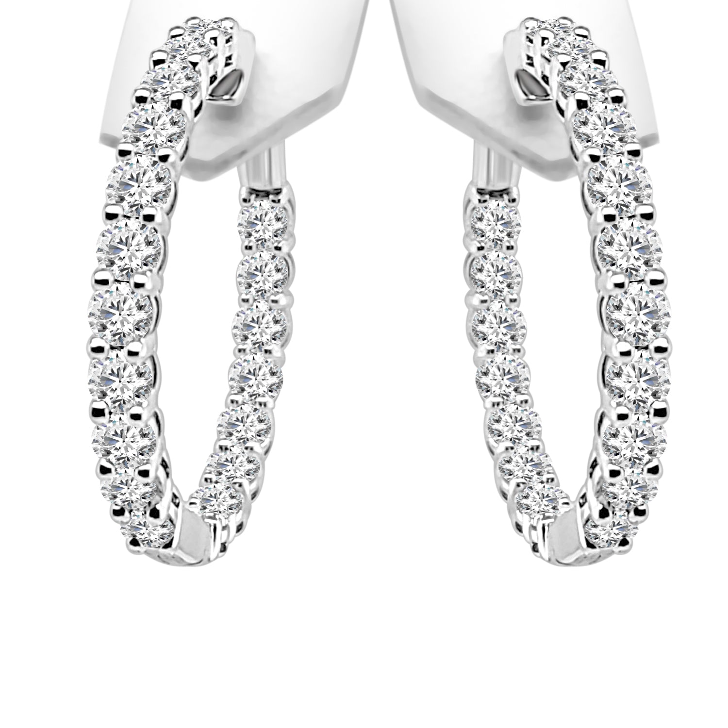 Inside Out 14K White Gold Lab Diamond Round Shape Earrings 3.00
