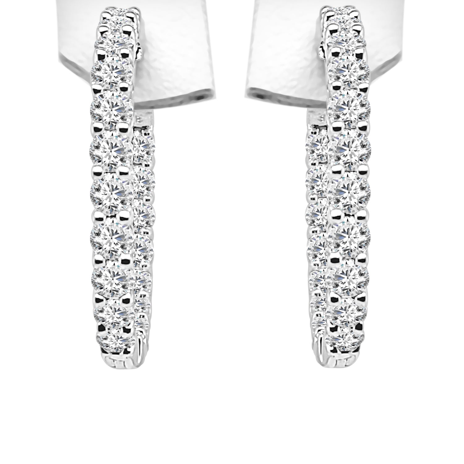 Inside Out 14K White Gold Lab Diamond Round Shape Earrings 3.00