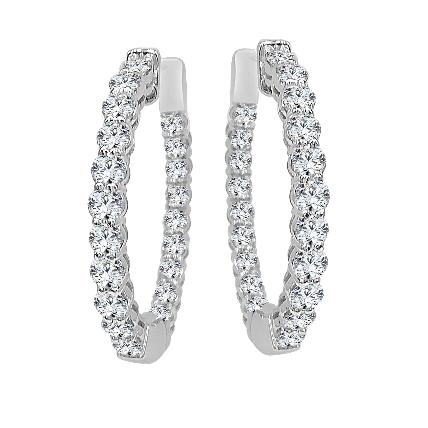 Inside Out 14K White Gold Lab Diamond Round Shape Earrings 3.00
