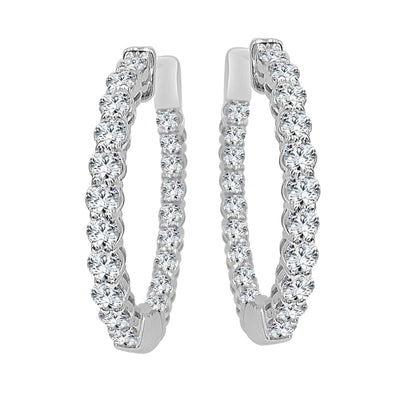 Inside Out 14K White Gold Lab Diamond Round Shape Earrings 3.00