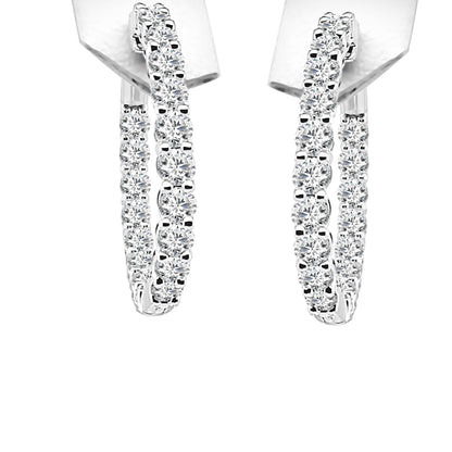 Inside Out 14K White Gold Lab Diamond Round Shape Earrings 3.00