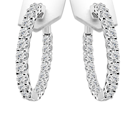Inside Out 14K White Gold Lab Diamond Round Shape Earrings 3.00