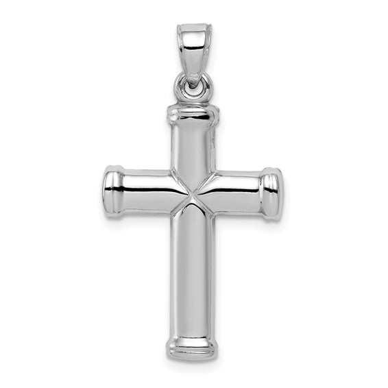 Sterling Silver Reversible Hollow Cross Pendant Necklace
