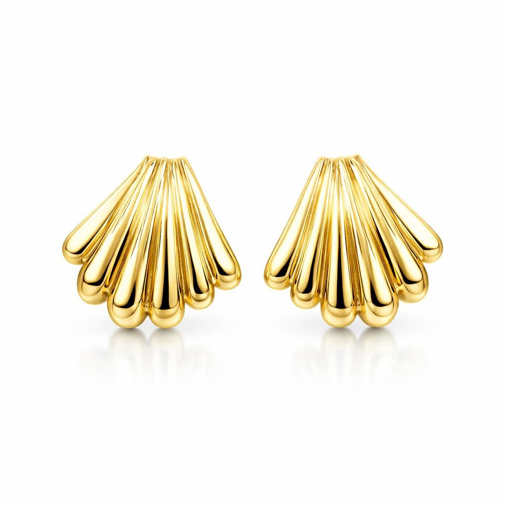 14 Karat Yellow Gold Shell Stud Earrings