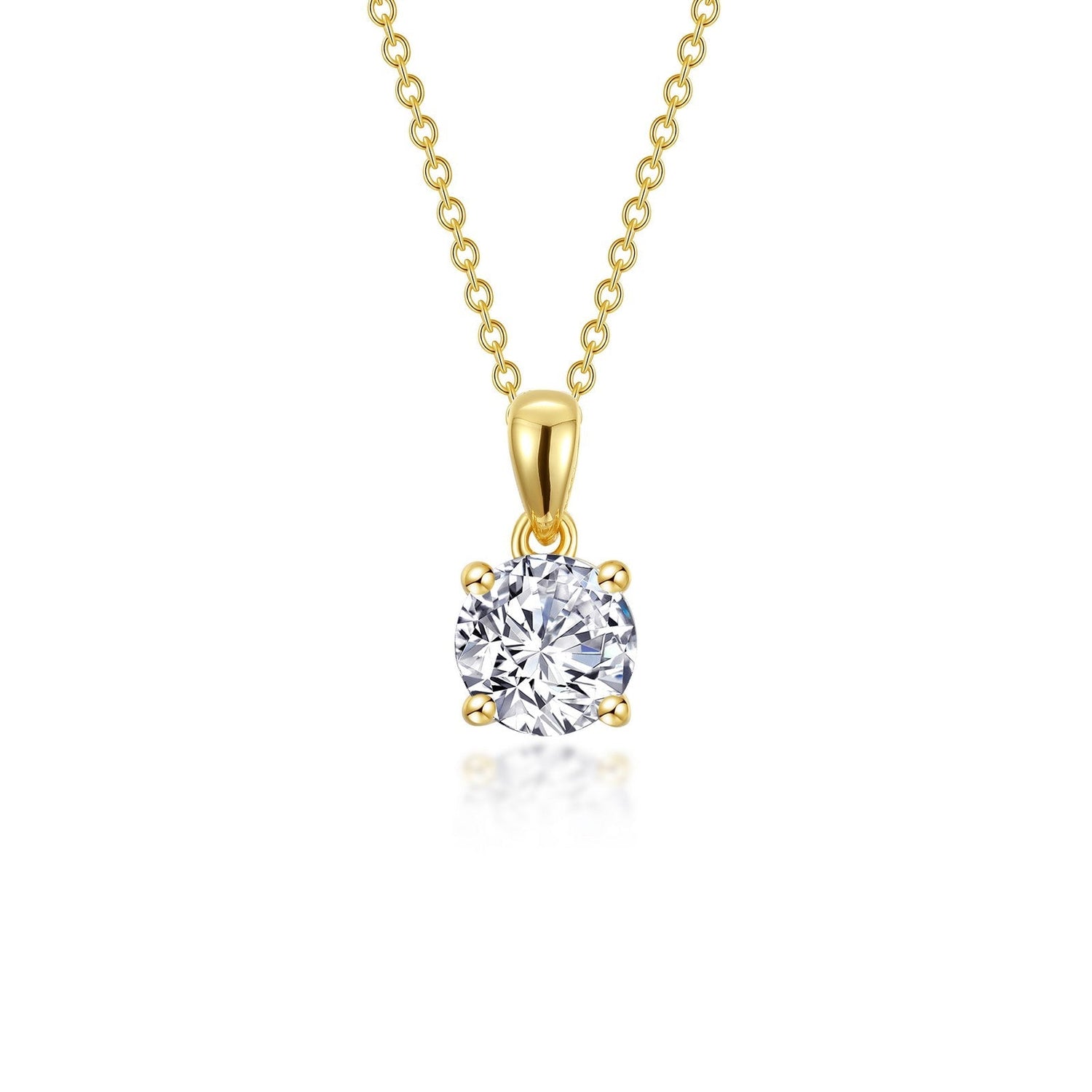1.5 Carat Lassaire Solitaire Necklace in Gold Plated Sterling Silver