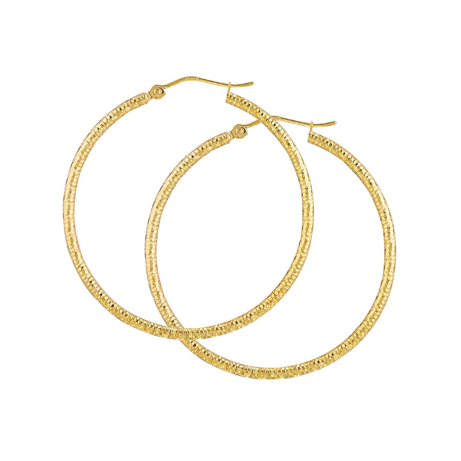 Diamond Cut 14 Karat Yellow Gold Earrings