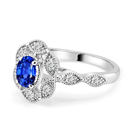 14 Karat Two-Tone Ring with Stunning 0.84 Blue Sapphire